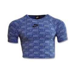 Koszulka Nike Air AOP Top Wmns - AR3445-458. Fioletowe bluzki damskie Nike, bez wzorów, bez kołnierzyka. Za 129.95 zł.
