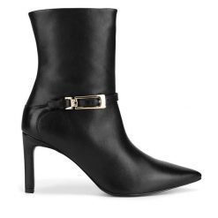 Botki GINO ROSSI. Czarne botki damskie Gino Rossi, bez obcasa, na szpilce, bez zapięcia. Za 429.99 zł.
