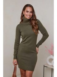 Soft Cashmere Sukienka dzianinowa w kolorze khaki rozmiar: 38/40. Brązowe sukienki damskie Soft Cashmere, bez wzorów, z dzianiny, klasyczne, bez kołnierzyka, bez ramiączek, mini. Za 227.85 zł.