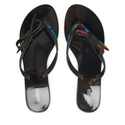 Japonki Melissa. Czarne klapki damskie Melissa, bez wzorów, bez obcasa. Za 199.99 zł.