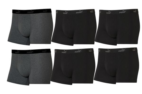 Bokserki majtki męskie Puma Boxershorts 6-pak bawełniane. Czarne bokserki męskie Puma, bez wzorów, z bawełny. Za 149.00 zł.