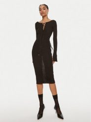 Patrizia Pepe Sukienka koktajlowa 8A1331 K1QZA K250 Czarny Slim Fit. Czarne sukienki damskie Patrizia Pepe, bez wzorów, z syntetyku, wizytowe, bez kołnierzyka, bez ramiączek. Za 1,119.00 zł.
