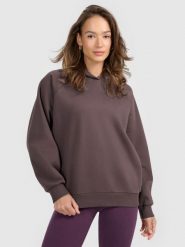 4F Bluza dresowa nierozpinana z kapturem damska - brązowa XL. Brązowe bluzy sportowe damskie 4f, xl, z dresówki. Za 159.99 zł.