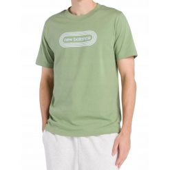 Koszulka na co dzień Męska T-Shirt New Balance Sportowa Bawełna. Zielone t-shirty męskie New Balance, m, z bawełny, bez ramiączek. Za 129.00 zł.