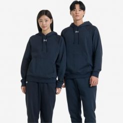 Bluza z kapturem unisex UA Rival Fleece. Czarne bluzy sportowe damskie Under Armour, l, bez wzorów, z bawełny, bez ramiączek, z kapturem. Za 159.99 zł.