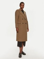 Tommy Hilfiger Płaszcz wełniany WW0WW42621 Khaki Regular Fit. Brązowe płaszcze damskie Tommy Hilfiger, na zimę, bez wzorów, z syntetyku. Za 949.99 zł.