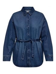 ONLY Bluzka dżinsowa w kolorze granatowym rozmiar: 46. Niebieskie bluzki damskie Only, bez wzorów, z tkaniny, bez kołnierzyka, bez ramiączek. Za 91.34 zł.