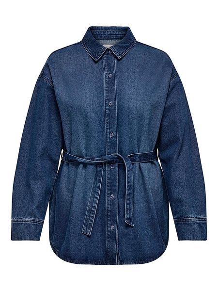 ONLY Bluzka dżinsowa w kolorze granatowym rozmiar: 46. Niebieskie bluzki damskie Only, bez wzorów, z tkaniny, bez kołnierzyka, bez ramiączek. Za 117.45 zł.