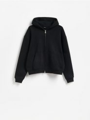 Rozpinana bluza z kapturem - czarny. Czarne bluzy z kapturem męskie Reserved, l, z bawełny. Za 129.99 zł.