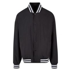 Lekka Kurtka Varsity Dla Dorosłych Unisex. Czarne kurtki damskie BUILD YOUR BRAND, l, bez wzorów, bez kaptura. Za 227.99 zł.