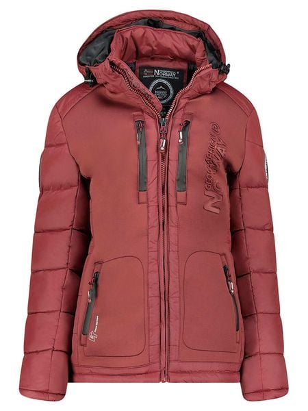 Geographical Norway Kurtka zimowa "Beachwood" w kolorze bordowym rozmiar: XXL. Czerwone kurtki damskie Geographical Norway, na zimę, xxl, z aplikacjami, z puchu, bez kaptura. Za 289.20 zł.