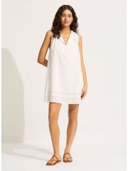 Seafolly Sukienka w kolorze białym rozmiar: S. Białe sukienki damskie Seafolly, s, bez wzorów, z bawełny, bez kołnierzyka, bez ramiączek, mini. Za 159.45 zł.