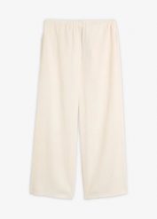 Spodnie culotte z materiału ze strukturą. Białe spodnie materiałowe damskie bonprix, bez wzorów. Za 129.99 zł.