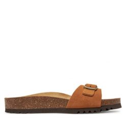 Klapki Scholl. Brązowe klapki damskie Scholl, bez wzorów, bez obcasa. Za 269.99 zł.
