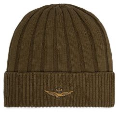 Czapka Aeronautica Militare. Zielone czapki męskie AERONAUTICA MILITARE, na zimę, bez wzorów. Za 179.99 zł.