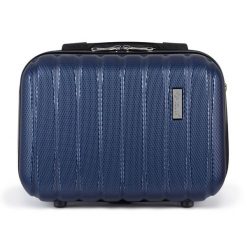 Kuferek podróżny mały ABS SOLIER STL902 granatowy. Niebieskie walizki Solier, bez wzorów, z materiału. Za 59.00 zł.