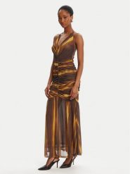 Bardot Sukienka koktajlowa Aries Mesh Maxi 59999DB Brązowy Slim Fit. Brązowe sukienki damskie BARDOT, bez wzorów, z meshu, wizytowe, bez kołnierzyka, bez ramiączek, maxi. Za 329.99 zł.