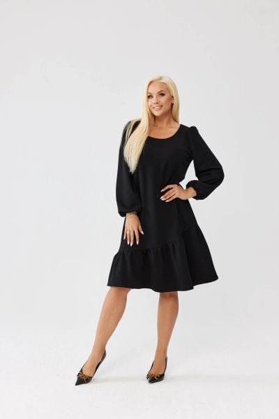 Czarna sukienka Estera z falbanką i bufiastymi rękawami PLUS SIZE XXL OVERSIZE JESIEŃ. Czarne sukienki damskie Moda Size Plus Iwanek, na co dzień, na jesień, l, bez wzorów, z elastanu, eleganckie, bez kołnierzyka, plus size, bez ramiączek, mini, oversize. Za 289.90 zł.