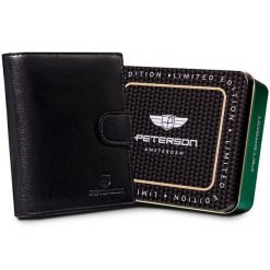 Portfel męski Peterson PTN N356L-BFA czarny. Czarne portfele męskie Peterson, bez wzorów, ze skóry. Za 159.99 zł.