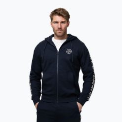 Bluza męska Pitbull Tape Parker Hooded Zip. Niebieskie bluzy z kapturem męskie PITBULL, l, z bawełny. Za 269.99 zł.