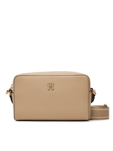 Tommy Hilfiger Torebka Th Joy Camera Bag AW0AW19060 Beżowy. Brązowe listonoszki damskie Tommy Hilfiger, bez wzorów, ze skóry, bez dodatków. Za 409.99 zł.