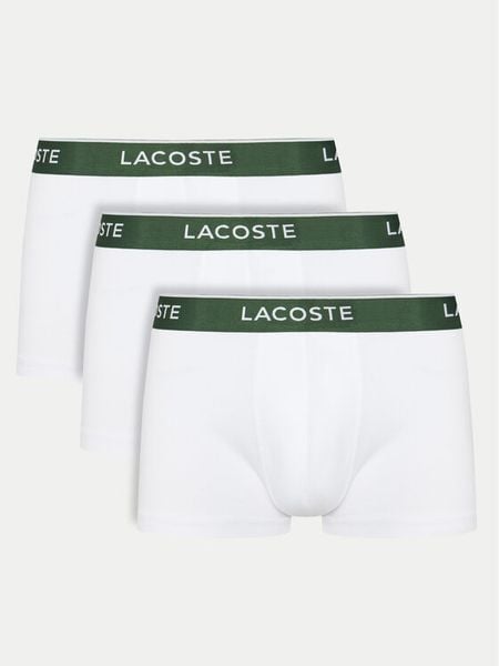 Lacoste Komplet bokserek 5H1300 Biały. Białe bokserki męskie Lacoste, bez wzorów, z bawełny. Za 199.99 zł.