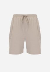 Beżowe Szorty Dresowe z Bawełną i Sznurkami Leofiel. Brązowe szorty męskie Born2be, z bawełny, bez kołnierzyka. Za 59.99 zł.