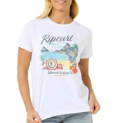 Damska koszulka z krótkim rękawem RIP CURL Crystal Standard Tee biały. Białe t-shirty damskie Rip Curl, m, bez wzorów, z bawełny, bez kołnierzyka. Za 155.85 zł.