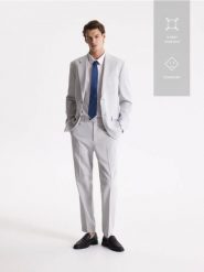 Spodnie garniturowe z kantem - jasnoszary. Szare spodnie wizytowe męskie Reserved, z elastanu. Za 179.99 zł.