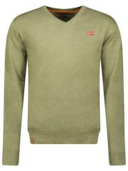 Geographical Norway Sweter w kolorze khaki rozmiar: L. Brązowe swetry męskie Geographical Norway, l, bez wzorów, bez kołnierzyka. Za 96.60 zł.