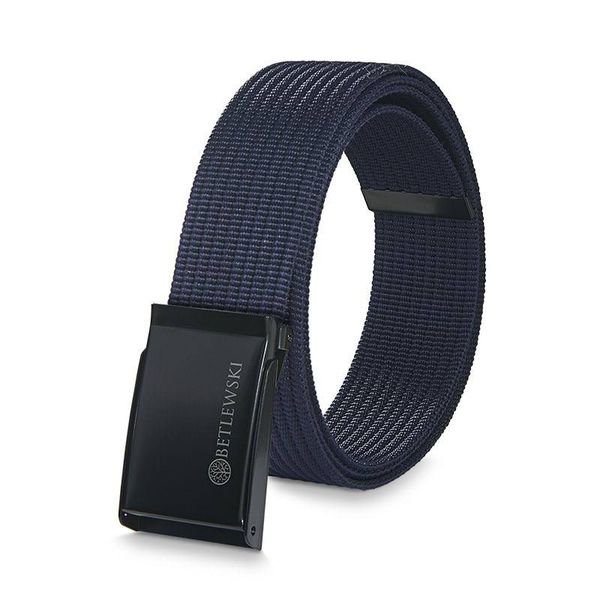 Pasek parciany BETLEWSKI PRC-21_CZ-1 L granatowy. Niebieskie paski męskie Betlewski, bez wzorów, z materiału. Za 34.99 zł.