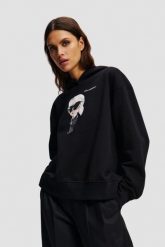 KARL LAGERFELD Czarna damska bluza z kapturem Ikon Aquarelle K. Czarne bluzy z kapturem damskie Karl Lagerfeld, s. W wyprzedaży za 899.99 zł.