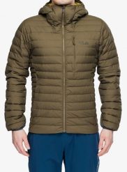 Kurtka puchowa Rab Microlight Windstopper Hoody. Brązowe kurtki męskie RAB, l, bez wzorów, z gore-texu, bez kaptura. Za 1,131.89 zł.