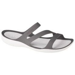 Klapki damskie Crocs Swiftwater Sandal W Smokewhite. Białe klapki damskie Crocs, bez wzorów, z materiału, bez obcasa. W wyprzedaży za 246.00 zł.