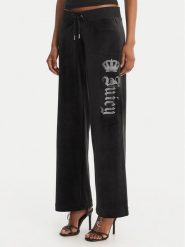 Juicy Couture Spodnie dresowe Gothic Crown JCBBJ126806 Czarny Straight Leg. Czarne spodnie dresowe damskie Juicy Couture, s, bez wzorów, z dresówki. Za 449.99 zł.