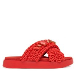 Klapki Inuikii. Czerwone klapki damskie Inuikii, bez wzorów, bez obcasa. Za 899.99 zł.