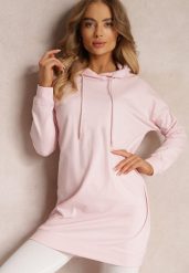 Różowa Bluza z Kapturem o Wydłużonym Fasonie Estera. Czerwone bluzy z kapturem damskie Renee, na jesień, m, z dzianiny. Za 89.99 zł.