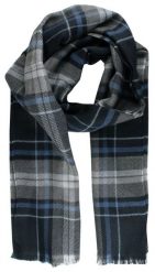 Szalik Przejściowy z Dziewiczą Wełną (Virgin Wool) - Fraas - Szary z Granatem, Kratka. Niebieskie szaliki męskie V. Fraas, na jesień, bez wzorów, z materiału. Za 85.00 zł.