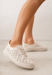 Beżowe Tenisówki z Ażurową Cholewką Tidella. Brązowe trampki i tenisówki damskie Born2be, w ażurowe wzory, z jeansu. Za 69.99 zł.