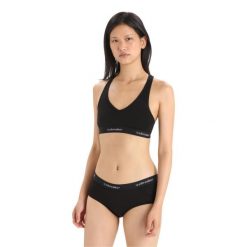 Biustonosz Sportowy Icebreaker Sprite Racerback Bra. Czarne biustonosze sportowe damskie Icebreaker, bez wzorów, z lycry. Za 139.99 zł.