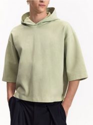 Bluza z krótkim rękawem - oliwkowy. Zielone bluzy bez kaptura męskie Reserved, l, z bawełny. Za 129.99 zł.