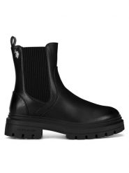 U.S. Polo Assn. Sztyblety ALICJA003W/DYT1 Czarny. Czarne botki damskie U.S. Polo Assn., z materiału, bez obcasa, na płaskiej podeszwie, bez zapięcia. Za 279.99 zł.
