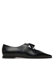 Max Mara Półbuty Laceup 2524526111600 Czarny. Czarne półbuty damskie Max Mara, bez wzorów, ze skóry, bez obcasa, na płaskiej podeszwie. Za 2,589.00 zł.