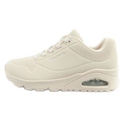 Buty Skechers Uno 73690/OWHT beżowy. Brązowe buty sportowe na co dzień damskie bez wzorów, ze skóry, trekkingowe. Za 518.78 zł.