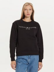 Tommy Hilfiger Bluza Logo WW0WW39791 Czarny Regular Fit. Czarne bluzy bez kaptura damskie Tommy Hilfiger, m, z syntetyku. Za 269.99 zł.