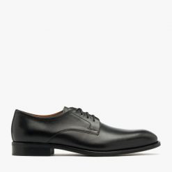 Czarne półbuty męskie ROSS. Czarne buty wizytowe męskie Ryłko, ze skóry, bez zapięcia. Za 549.99 zł.