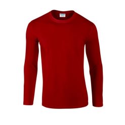Koszulka Z Długim Rękawem Dla Dorosłych Unisex Soft Touch. Czerwone bluzki damskie Gildan, m, bez wzorów, sportowe, bez kołnierzyka, bez ramiączek. Za 50.99 zł.