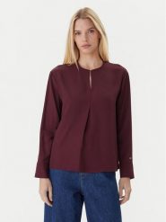 Tommy Hilfiger Bluzka WW0WW47339 Bordowy Relaxed Fit. Czerwone bluzki damskie Tommy Hilfiger, bez wzorów, z wiskozy, bez ramiączek. Za 389.99 zł.