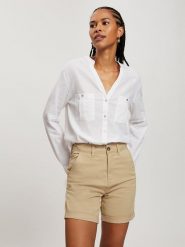Cross Jeans Bluzka w kolorze białym rozmiar: L. Białe bluzki damskie Cross Jeans, l, bez wzorów, z jeansu, bez kołnierzyka, bez ramiączek. Za 131.74 zł.