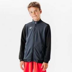 Bluza piłkarska dla dzieci Kipsta Essential Club na suwak. Czarne koszulki dziewczęce KIPSTA, m, bez wzorów, z dresówki, bez ramiączek. Za 59.99 zł.